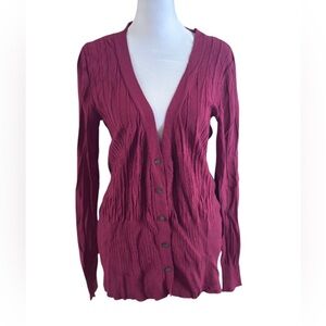 Evan-Picone Burgundy Button-Front Cardigan Sweater